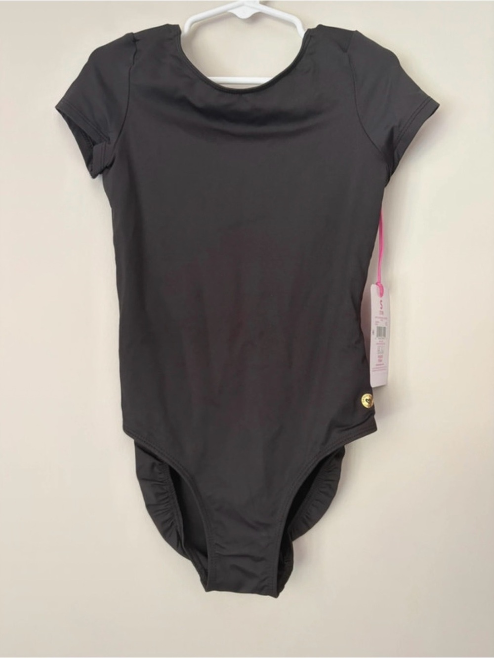 Justice Girls Black Cap Sleeve Dance Leotard